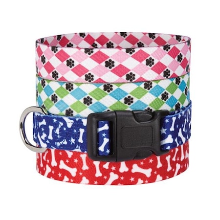Casual Canine ZA1547 06 84 CC Pooch Patterns Collar 6-10 In Blue Argyle